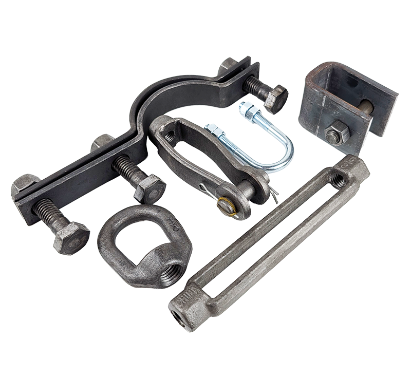 Various metal pipe hangers